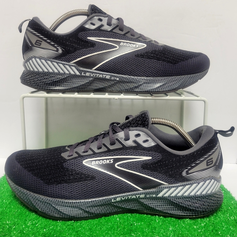 Brooks Levitate GTS 6 Men's Sz 9.5 B Running Shoes Mesh Trainer Black Silver - Picture 2 of 9